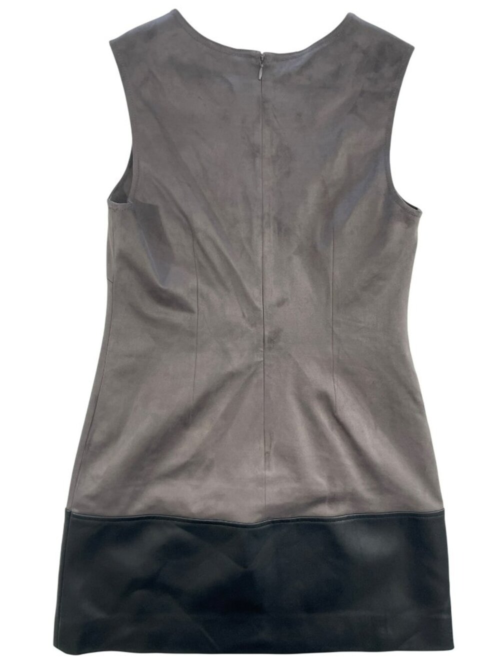Milly Eve Suede & Leather Combo Vegan Shift Dress Charcoal/Blk Sz 4 MSRP$495 NEW - Picture 2 of 12